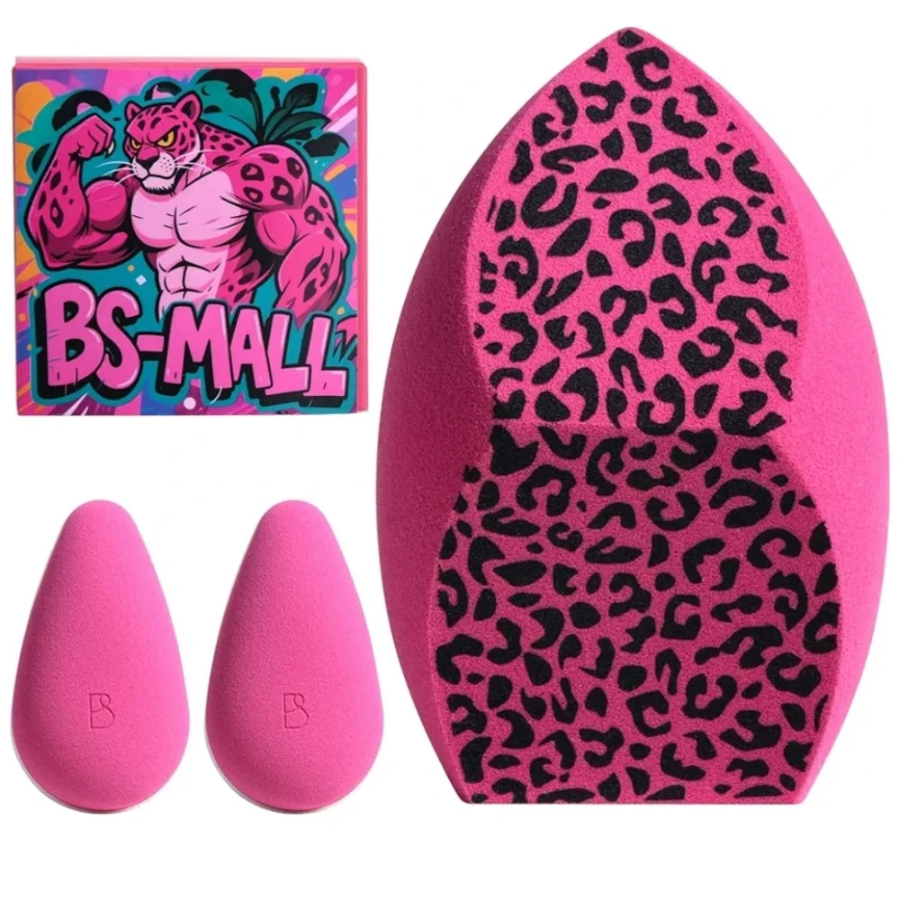 3pc Pink Leopard Makeup Sponge Set